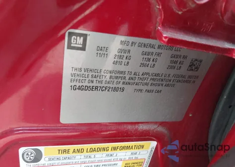 2012 Buick Lacrosse Premium 1 Group z USA, uszkodzony, nr VIN 1G4GD5ER7CF218019